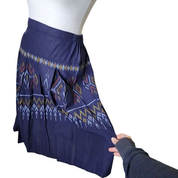 Vintage Aztec Print Boho Circle Skirt Womens Size XS Blue - Picture 2 of 5